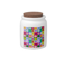 Rainbow smiley face squares candy jar