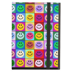 Rainbow smiley face squares iPad case