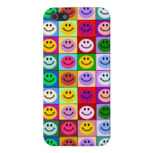 Rainbow smiley face squares iPhone 5 cover
