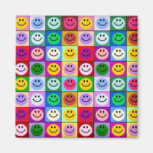 Rainbow smiley face squares magnets