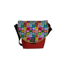 Rainbow smiley face squares messenger bag