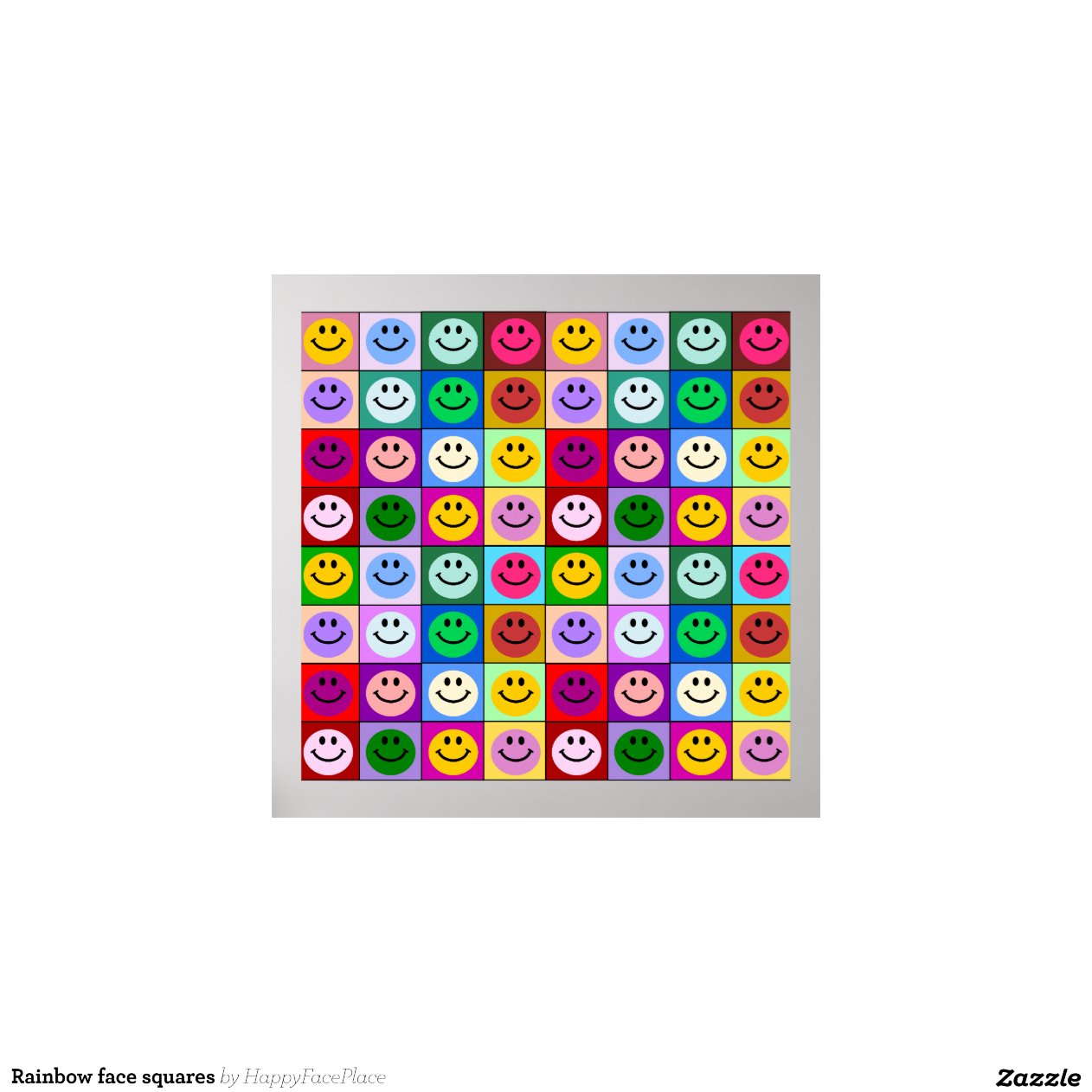 Rainbow Smiley Face Squares Poster 