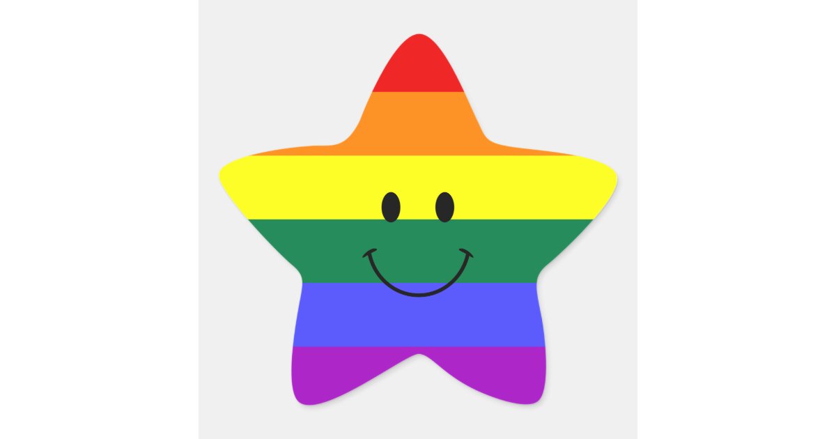 Rainbow Smiley Face Star Sticker Zazzle