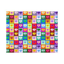 Rainbow Smiley Hearts squares Canvas Print