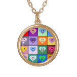 Rainbow Smiley Hearts squares Pendants