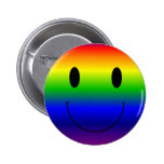 Rainbow Smiley Pinback Button