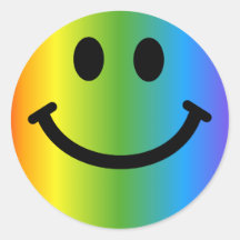 Rainbow Smiley Round Sticker