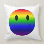 Rainbow Smiley Throw Pillow