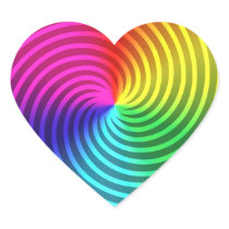 Rainbow Spiral Burst Heart Stickers