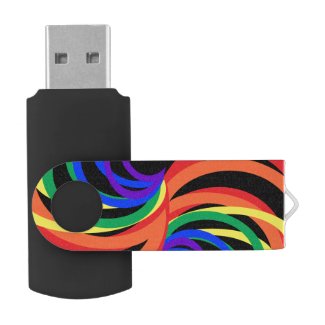 Rainbow Spiral Crescent Swivel USB 2.0 Flash Drive
