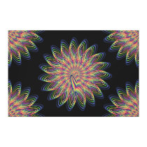 Rainbow Spiral Flower Design - Black Background canvas prints