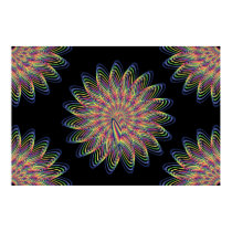 Rainbow Spiral Flower Design - Black Background posters