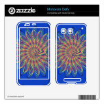 Rainbow Spiral Flower Design - Blue Background Motorola Defy Decals