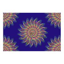 Rainbow Spiral Flower Design - Indigo Background posters