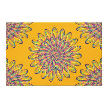 Rainbow Spiral Flower Design - Orange Background canvas prints