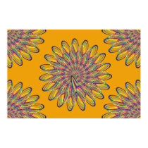 Rainbow Spiral Flower Design - Orange Background posters