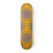 Rainbow Spiral Flower Design - Orange Background skateboards