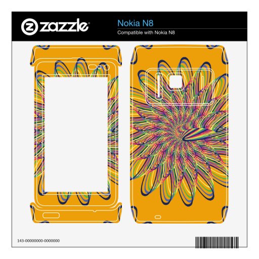 Rainbow Spiral Flower Design - Orange Background Decals For The Nokia N8