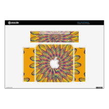 Rainbow Spiral Flower Design - Orange Background Decal For Mac Mini