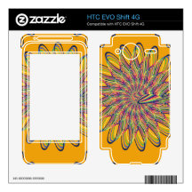 Rainbow Spiral Flower Design - Orange Background HTC EVO Shift 4G Decal