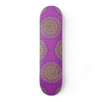 Rainbow Spiral Flower Design - Violet Background skateboards