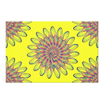 Rainbow Spiral Flower Design - Yellow Background canvas prints