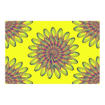 Rainbow Spiral Flower Design - Yellow Background posters
