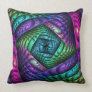Rainbow Spiral Fractal Texture Throw Pillow