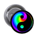 Rainbow Spiral Yin Yang Symbol Button