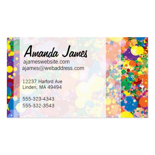 Rainbow Splatter Business Card (front side)