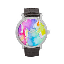 Rainbow Splatter Watch By Megaflora at Zazzle