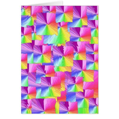 Rainbow Squares Greeting Cards by dndartstudio
