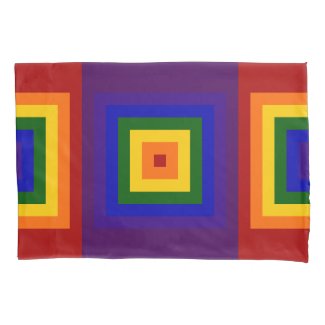 Rainbow Squares Geometric Pattern Pillowcase
