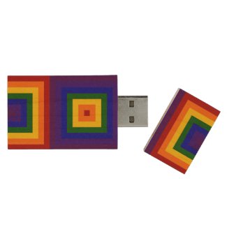 Rainbow Squares Wood USB 3.0 Flash Drive