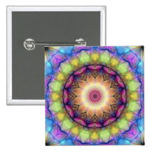 Rainbow stained Glass Button