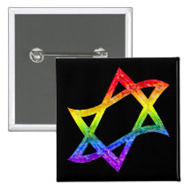 Rainbow Star of David Buttons