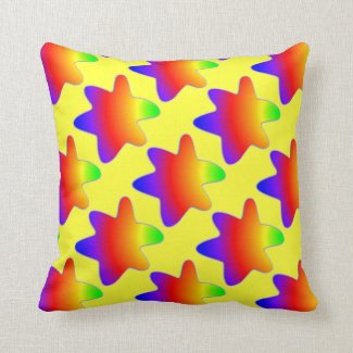 Rainbow Stars Yellow Pillow Made in America