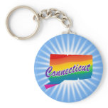 Rainbow State Of Connecticut Keychain