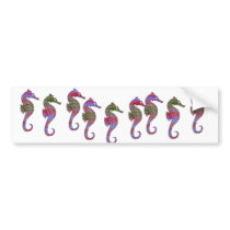 Rainbow Stone Seahorses Bumper Stickers