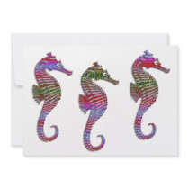 Rainbow Stone Seahorses Custom Invitations