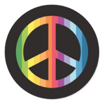 Rainbow Stripe Peace Symbol.png Round Stickers