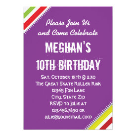 Rainbow Striped Girl Birthday Party Invitation