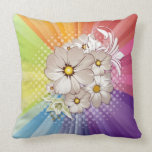 Rainbow Stripes and Flowers American Mojo Pillow
