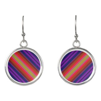 Rainbow Stripes Red Purple Yellow Drop Earrings