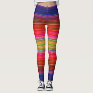 Rainbow Stripes Red Yellow Green Purple Leggings