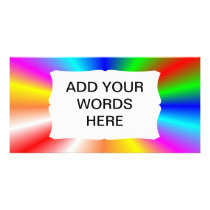 Rainbow "sunburst" background customized photo card