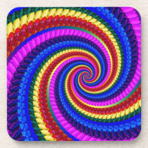 Rainbow Swirl Fractal Pattern Coaster