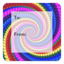 Rainbow Swirl Fractal Pattern Gift Tag Stickers
