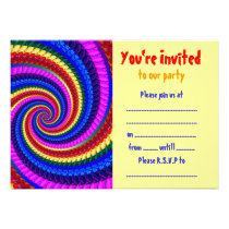 Rainbow Swirl Fractal Pattern Party Invitation
