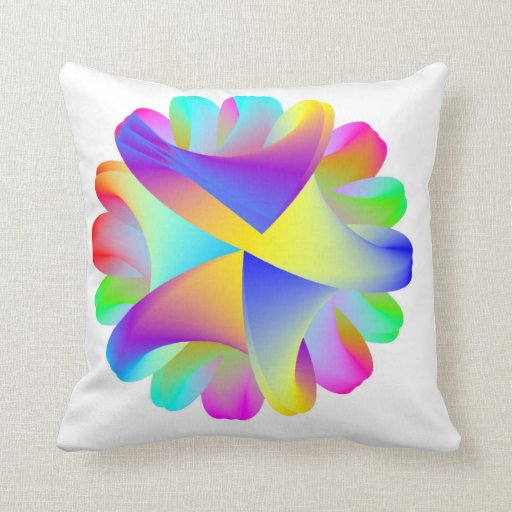 Rainbow Swirly Squiggles Throw Pillow